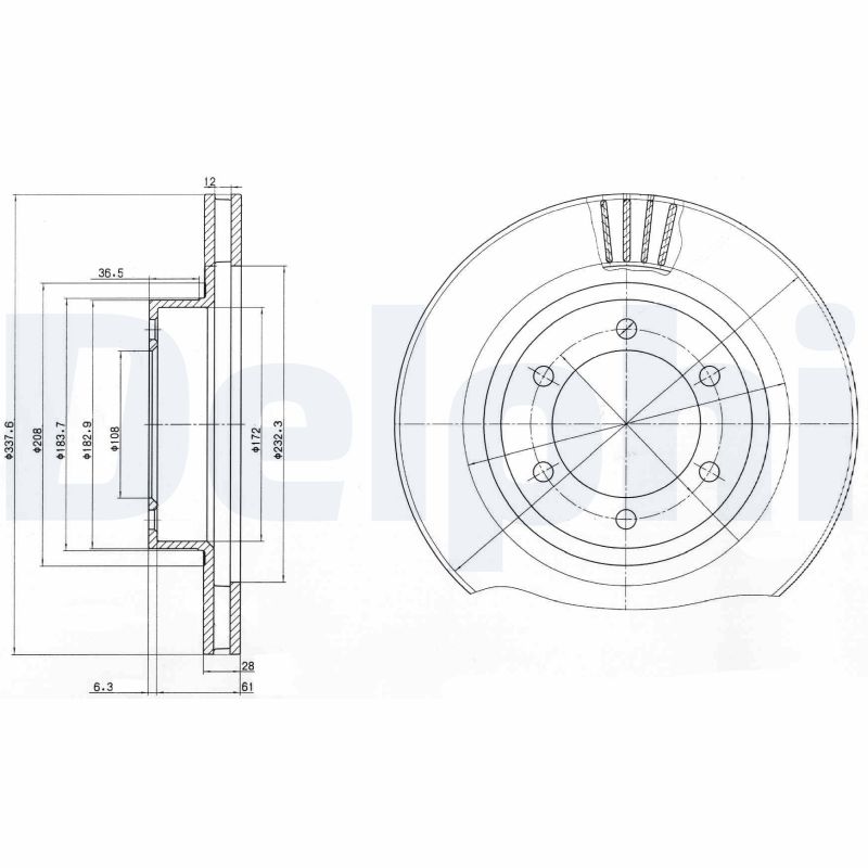 DELPHI Bremseskive bg4052 338mm 28mm for TOYOTA (FAW) TOYOTA LEXUS