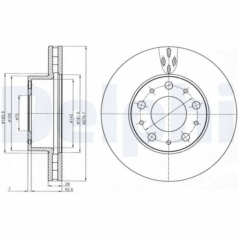 DELPHI Bremseskive bg4059 280mm 28mm for PEUGEOT FIAT