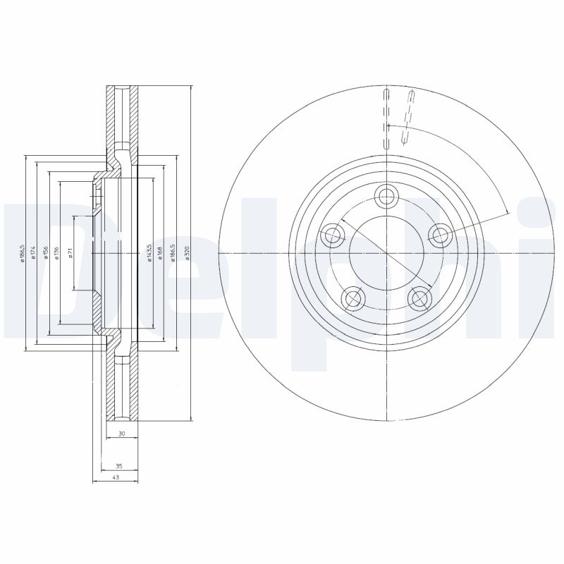 DELPHI Bremseskive bg4065 320mm 30mm for JAGUAR