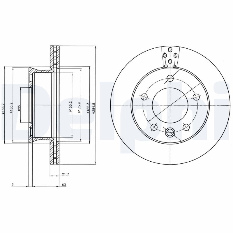 DELPHI Bremseskive bg4067 285mm 22mm for MERCEDES-BENZ