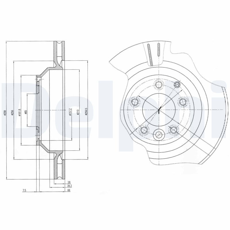 DELPHI Bremseskive bg4070 358mm 28mm for PORSCHE VW AUDI