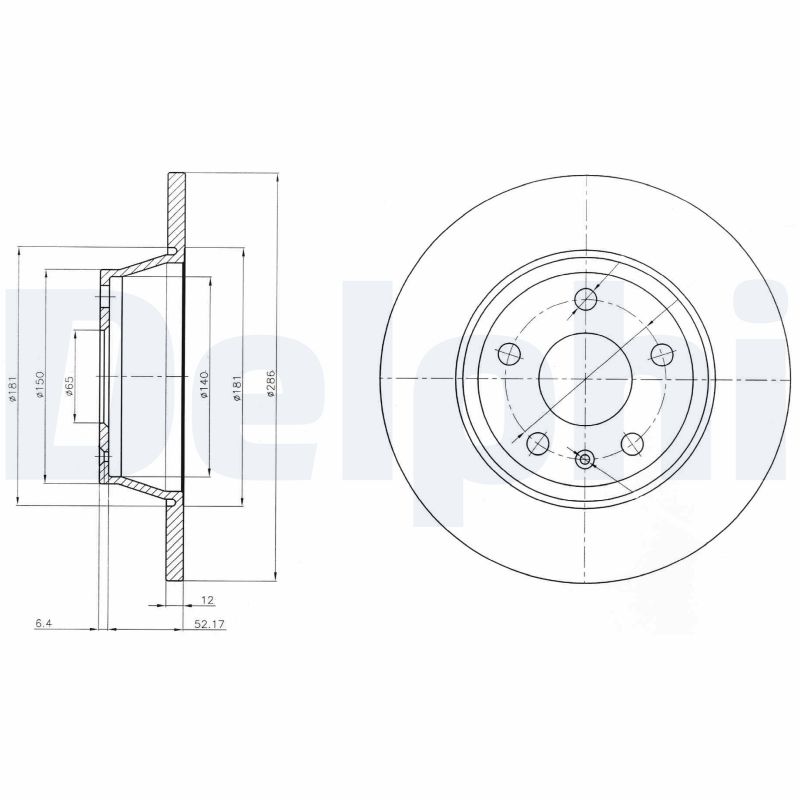 DELPHI Bremseskive bg4089 286mm 12mm for AUDI