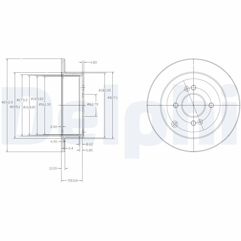 DELPHI Bremseskive bg4097 262mm 10mm for KIA (DYK) KIA