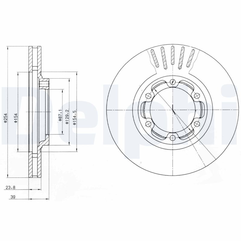 DELPHI Bremseskive bg4106 254mm 24mm for MITSUBISHI