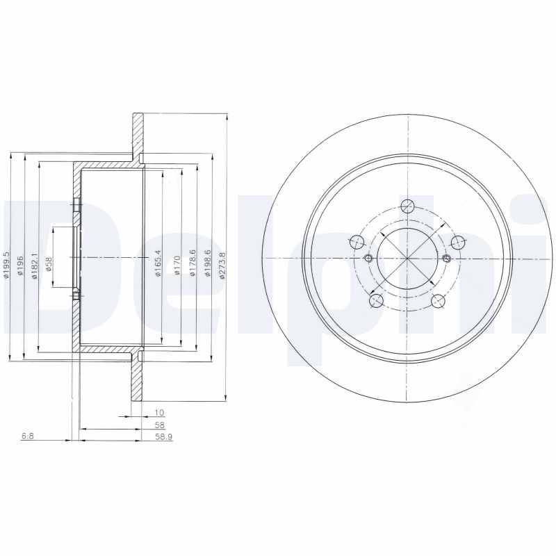 DELPHI Bremseskive bg4129 274mm 10mm for SUBARU