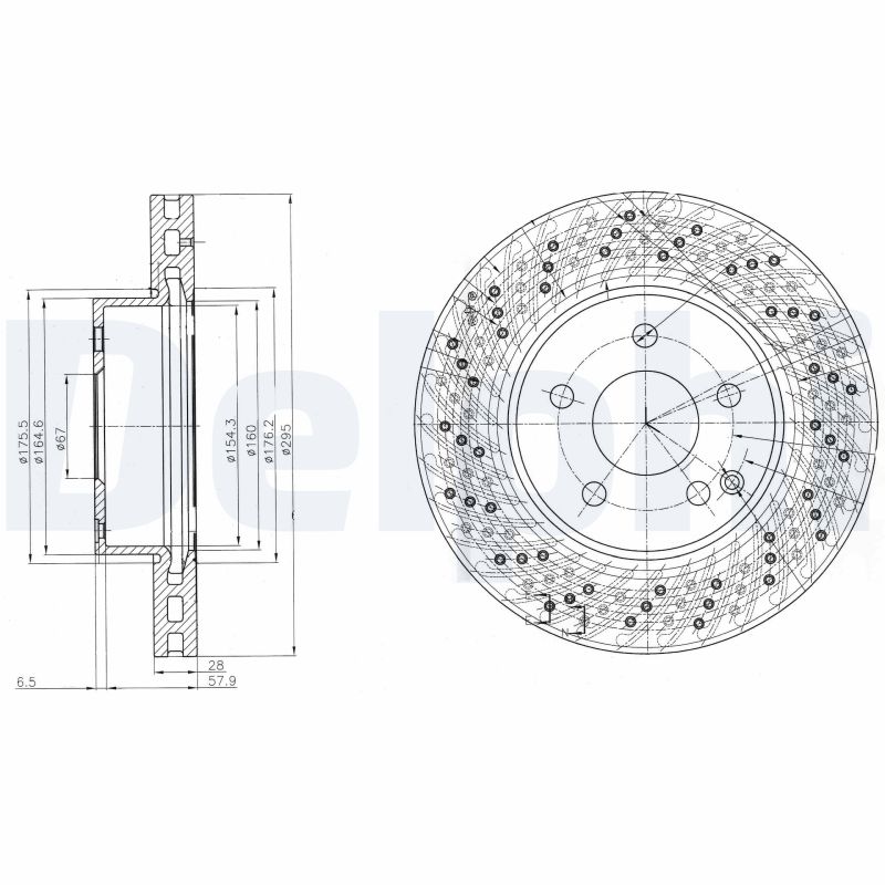 DELPHI Bremseskive bg4142c perforeret 295mm 28mm for MERCEDES-BENZ BEIJING BENZ (BBDC)