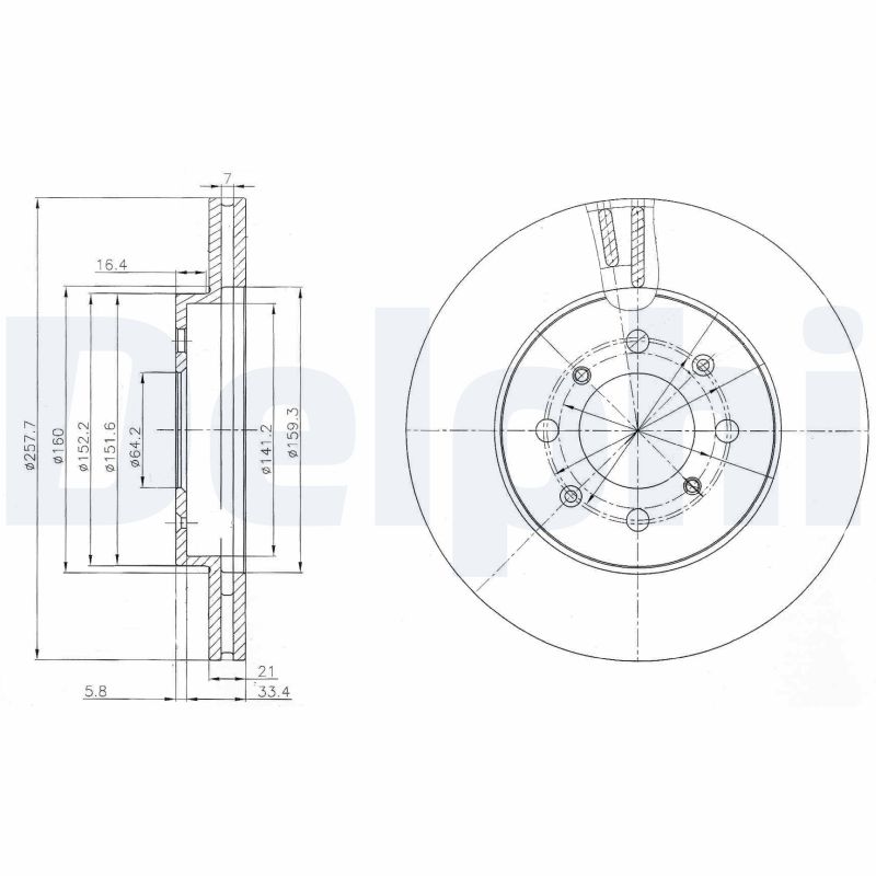 DELPHI Bremseskive bg4148c 258mm 21mm for HONDA
