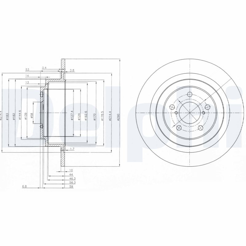DELPHI Bremseskive bg4154 290mm 10mm for SUBARU