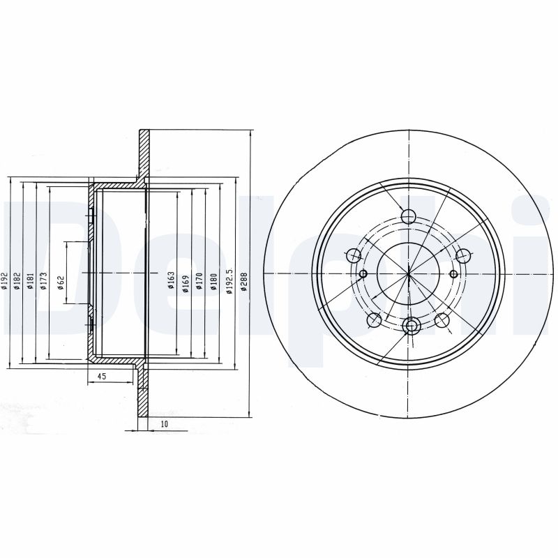 DELPHI Bremseskive bg4156 288mm 10mm for LEXUS
