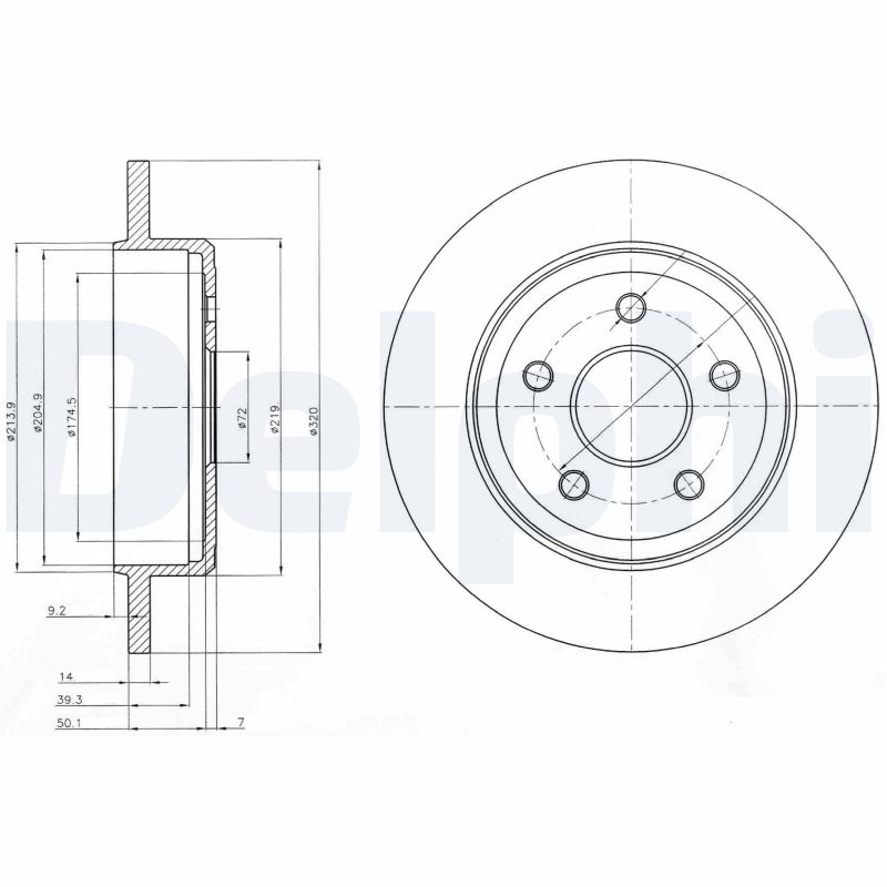 DELPHI Bremseskive bg4160 320mm 14mm for JEEP