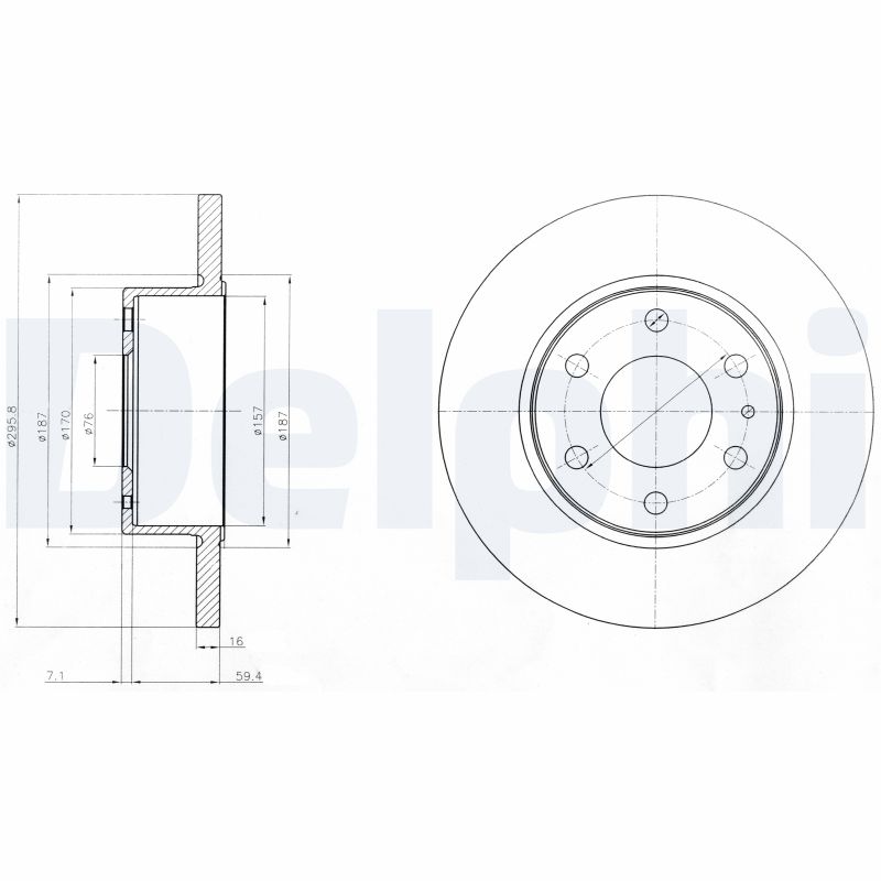DELPHI Bremseskive bg4165 296mm 16mm for IVECO