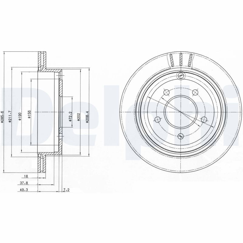 DELPHI Bremseskive bg4177 285mm 18mm for MAZDA