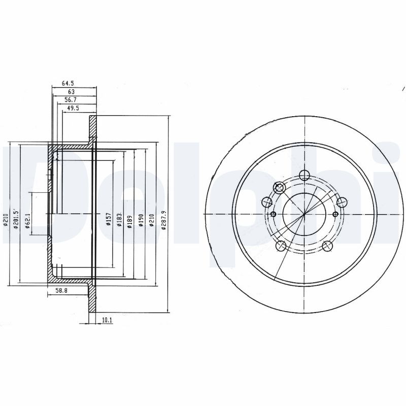 DELPHI Bremseskive bg4180 288mm 10mm for LEXUS TOYOTA