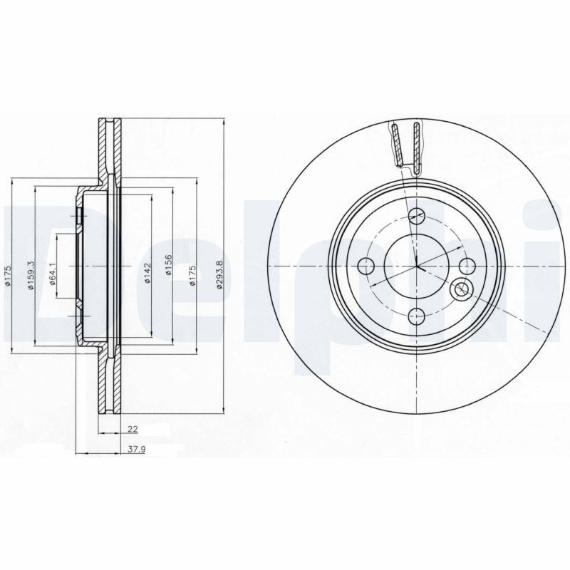 DELPHI Bremseskive bg4184 294mm 22mm for MINI