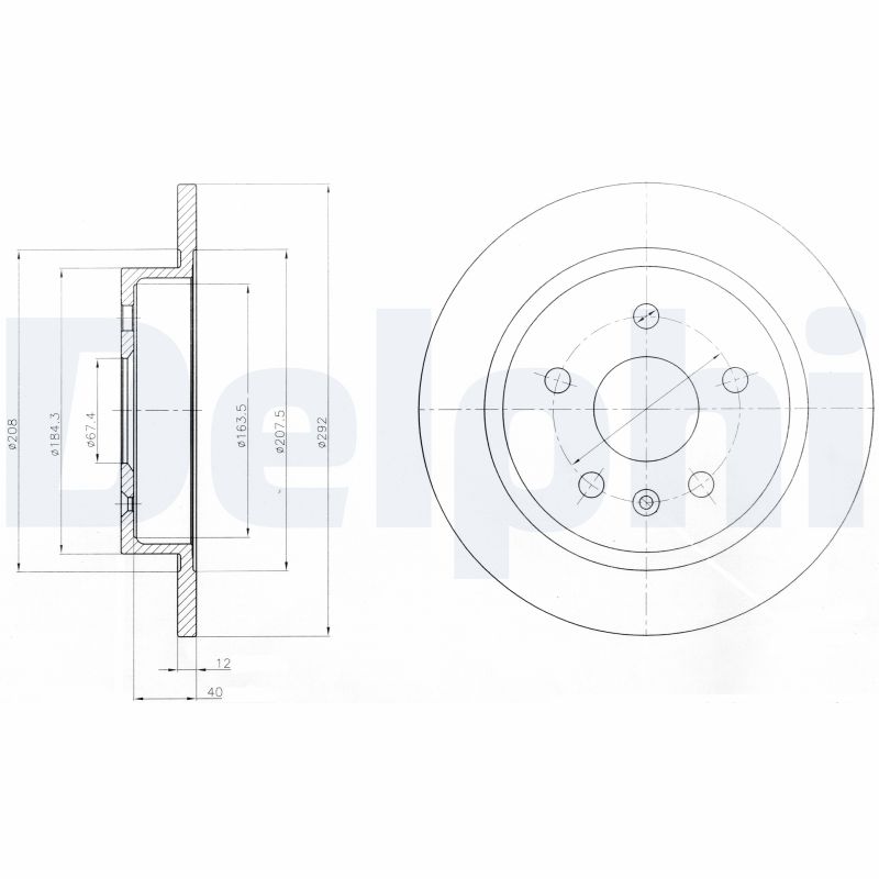 DELPHI Bremseskive bg4188 292mm 12mm for VAUXHALL CHEVROLET