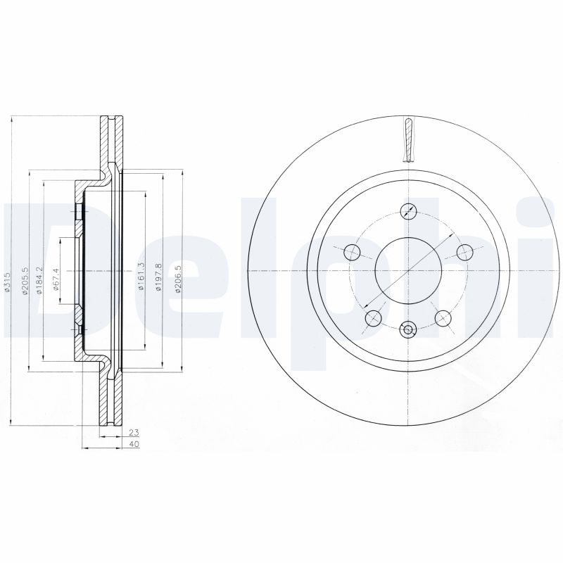 DELPHI Bremseskive bg4190 315mm 23mm for VAUXHALL CADILLAC (SGM) BUICK (SGM) CHEVROLET (SGM)