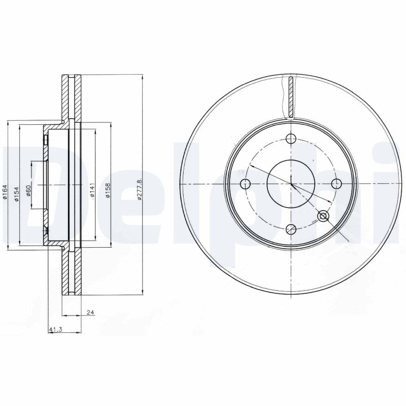 DELPHI Bremseskive bg4193 278mm 24mm for DAEWOO