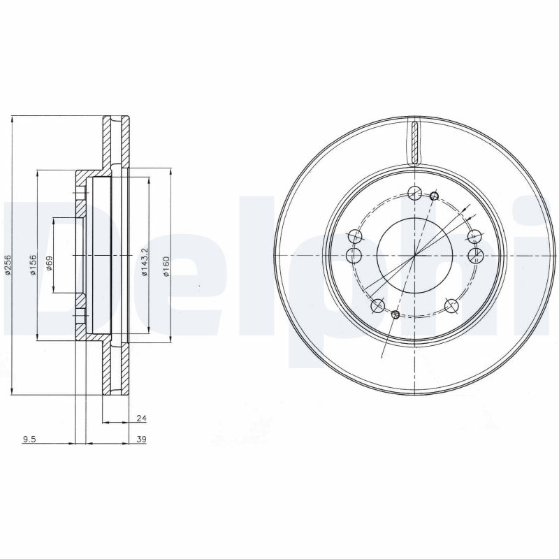 DELPHI Bremseskive bg4197 256mm 24mm for HYUNDAI