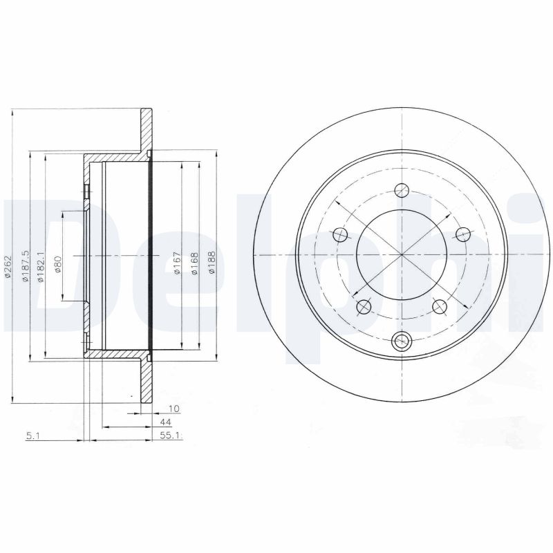 DELPHI Bremseskive bg4198 262mm 10mm for MITSUBISHI