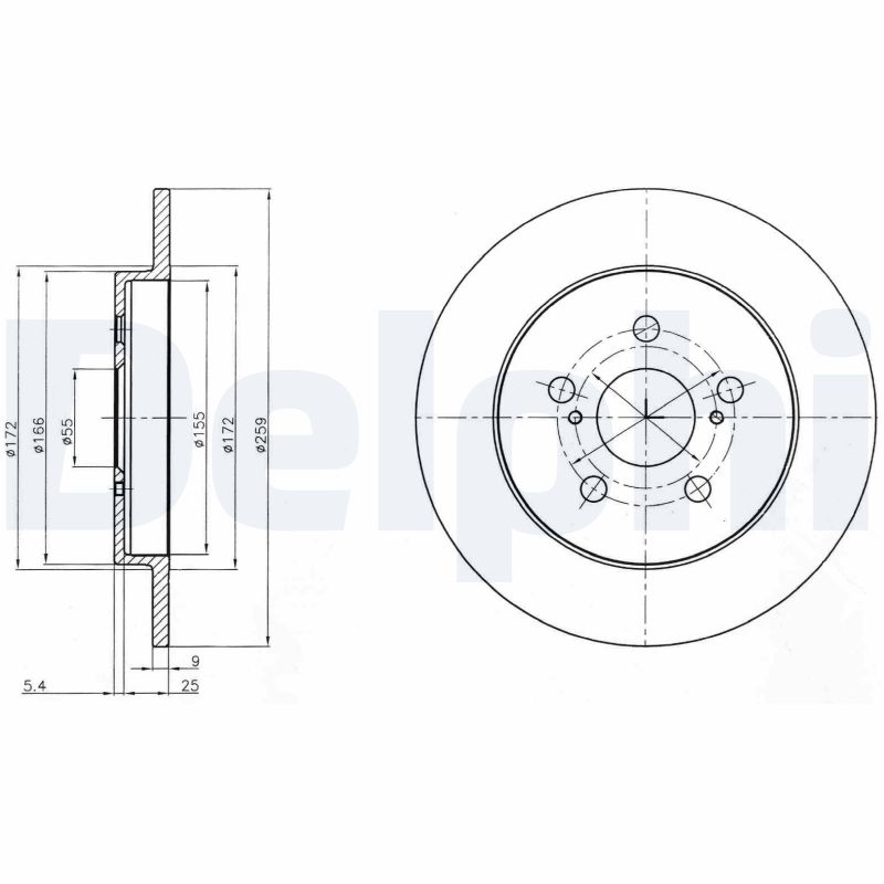 DELPHI Bremseskive bg4201c 259mm 9mm for TOYOTA TOYOTA (FAW)