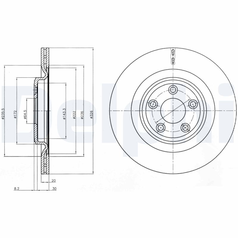 DELPHI Bremseskive bg4202c 326mm 20mm for JAGUAR