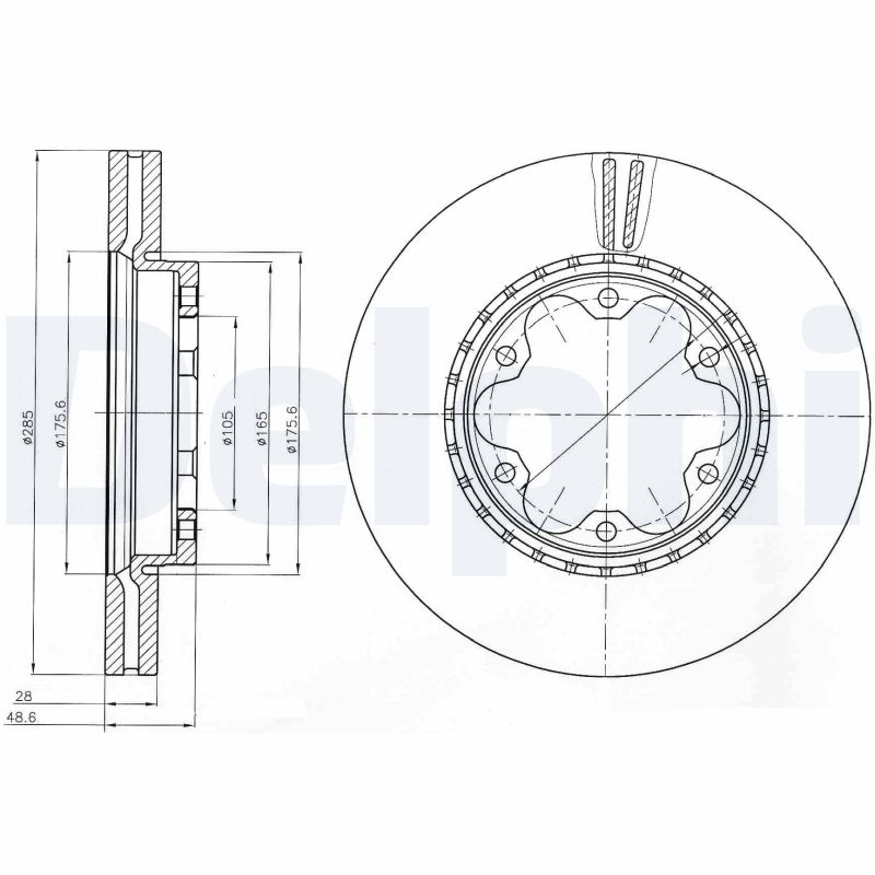 DELPHI Bremseskive bg4210 285mm 28mm for TOYOTA FORD USA