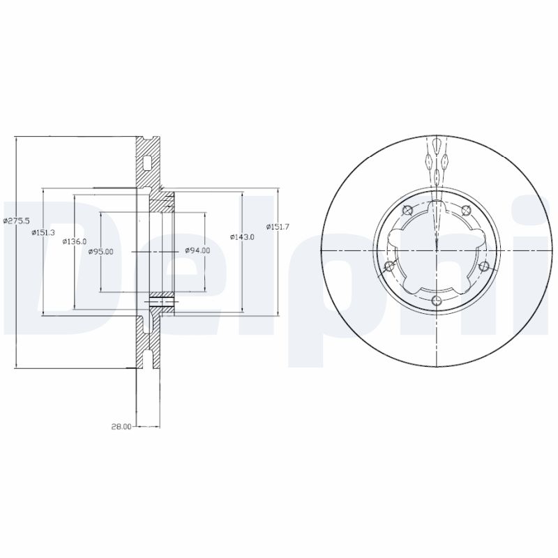 DELPHI Bremseskive bg4217 276mm 28mm for NISSAN RENAULT TRUCKS