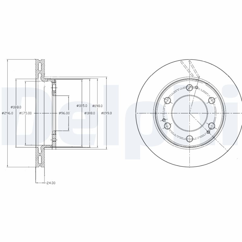 DELPHI Bremseskive bg4221 296mm 24mm for DAEWOO