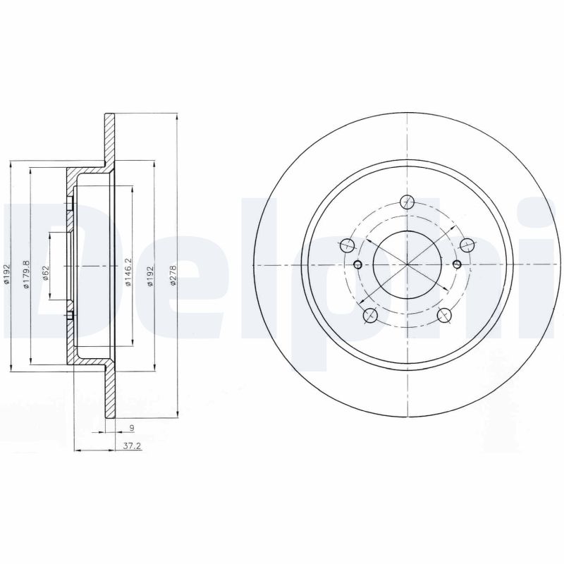DELPHI Bremseskive bg4222 278mm 9mm for FIAT SUZUKI