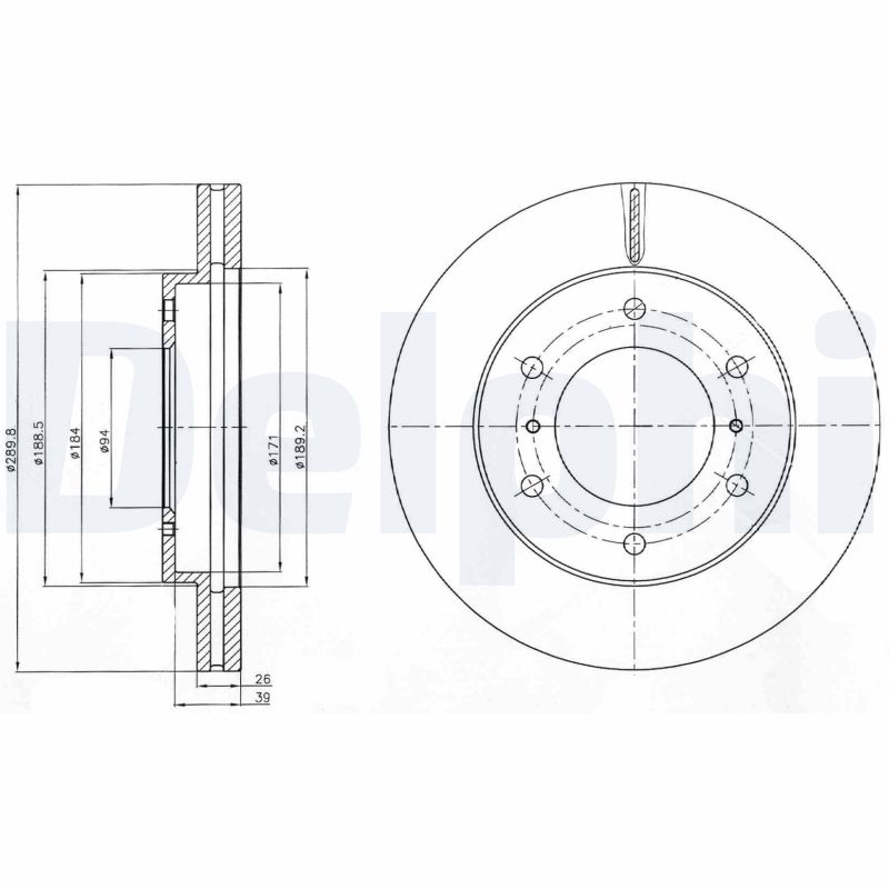 DELPHI Bremseskive bg4229 290mm 26mm for MITSUBISHI