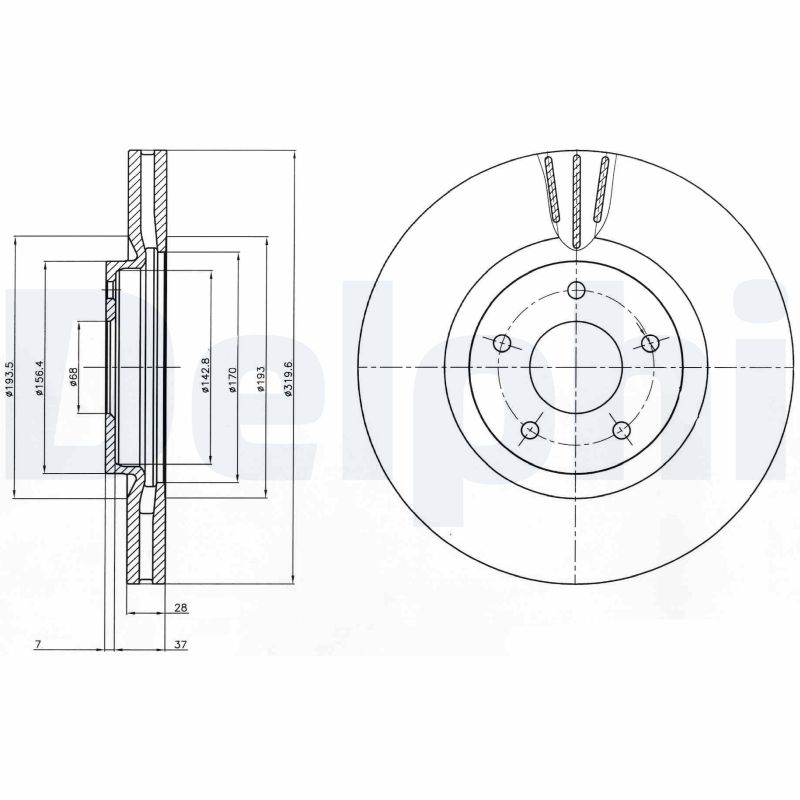 DELPHI Bremseskive bg4231c 320mm 28mm for NISSAN RENAULT