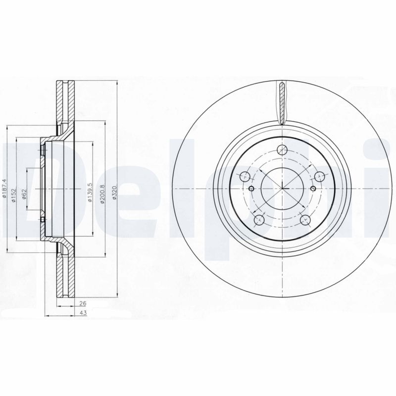 DELPHI Bremseskive bg4235 320mm 26mm for TOYOTA
