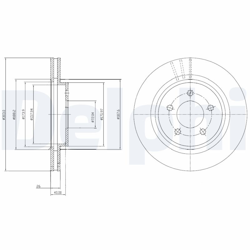 DELPHI Bremseskive bg4240c 302mm 22mm for VOLVO VOLVO (CHANGAN)