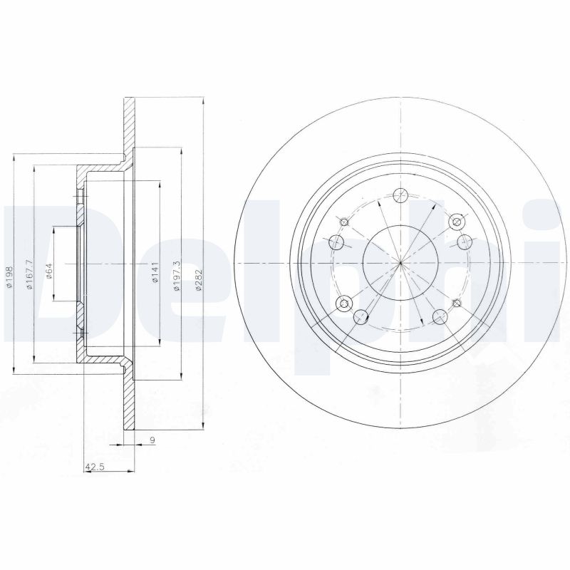 DELPHI Bremseskive bg4249 282mm 9mm for ACURA HONDA HONDA (DONGFENG) HONDA (GAC)