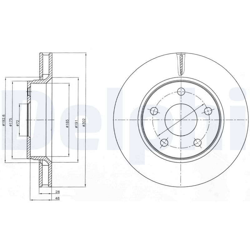 DELPHI Bremseskive bg4259 302mm 28mm for JEEP