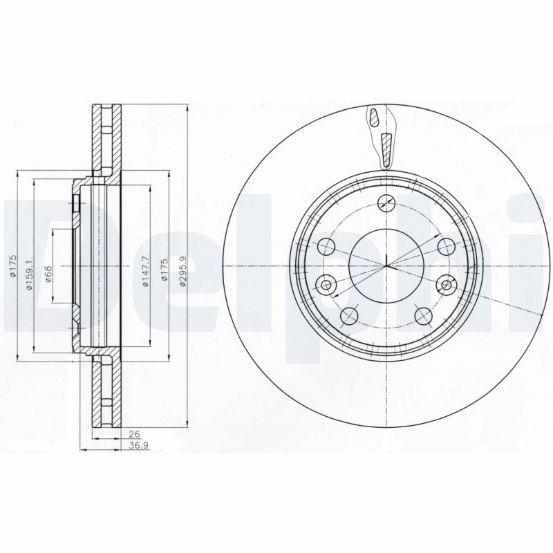 DELPHI Bremseskive bg4264 296mm 26mm for RENAULT