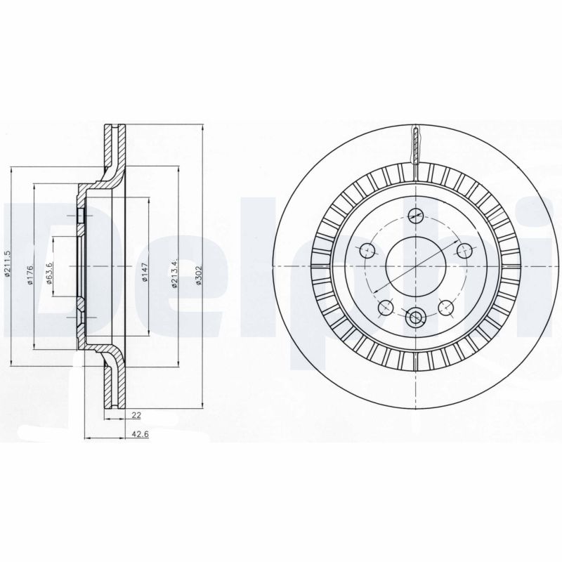 DELPHI Bremseskive bg4270 302mm 22mm for VOLVO VOLVO ASIA