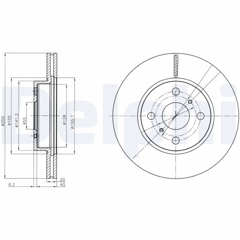 DELPHI Bremseskive bg4274 255mm 20mm for ASTON MARTIN