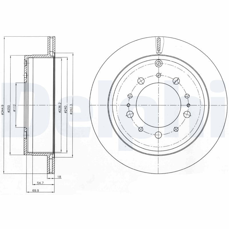DELPHI Bremseskive bg4275 345mm 18mm for TOYOTA (FAW) TOYOTA
