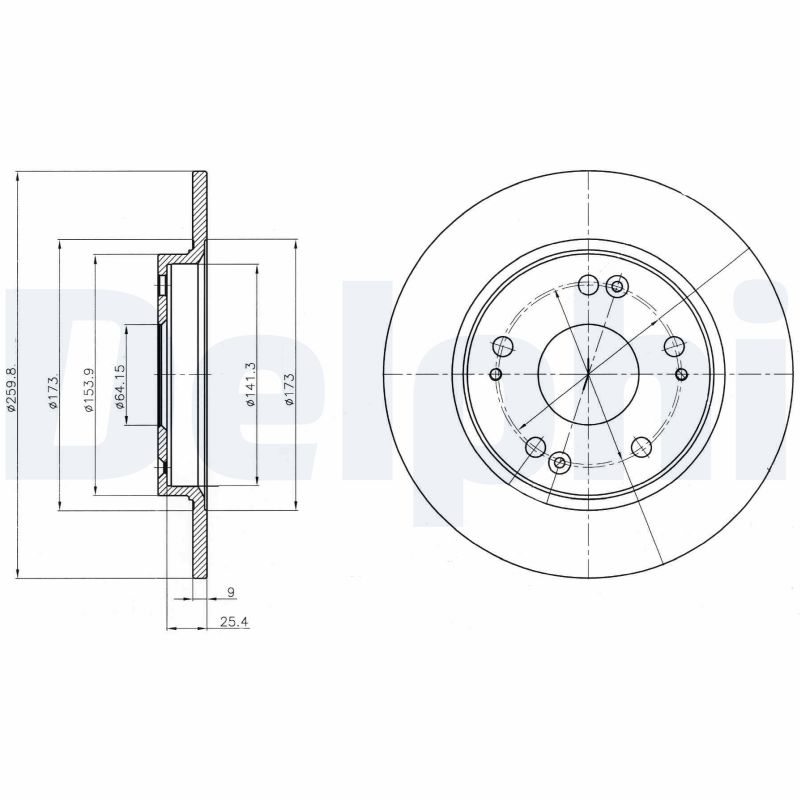 DELPHI Bremseskive bg4280 260mm 9mm for HONDA