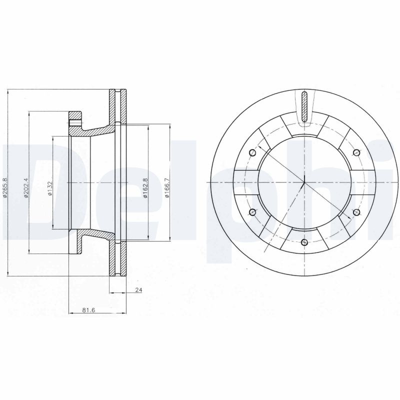DELPHI Bremseskive bg4285 266mm 24mm for FUSO (MITSUBISHI)