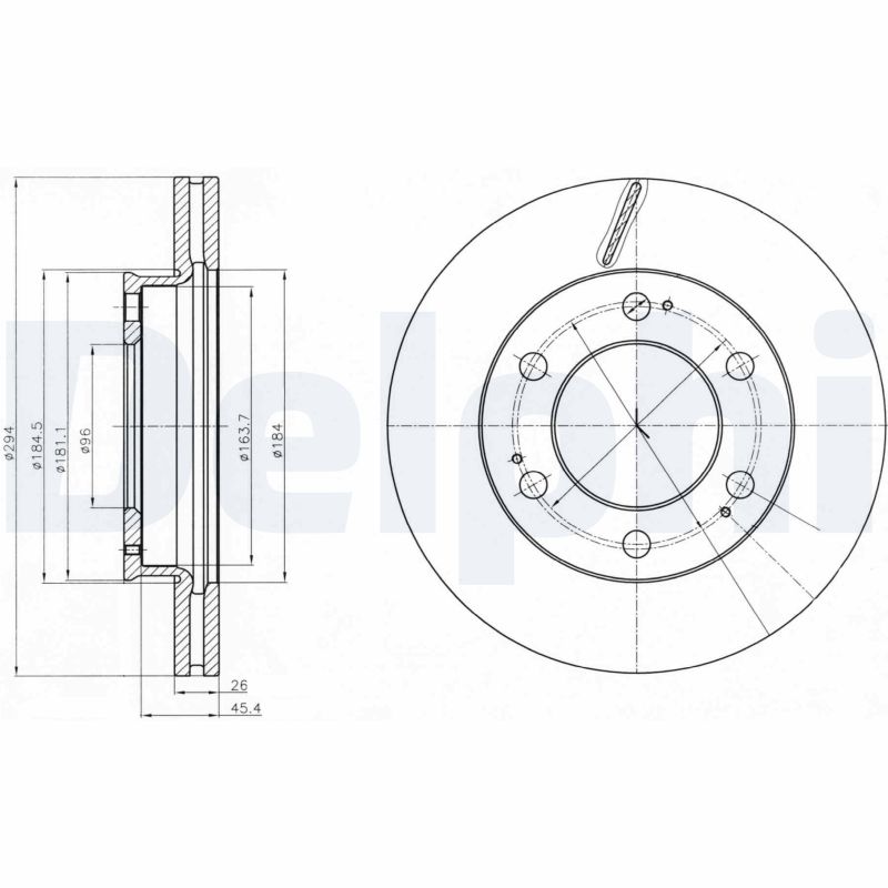 DELPHI Bremseskive bg4286 294mm 26mm for DAEWOO