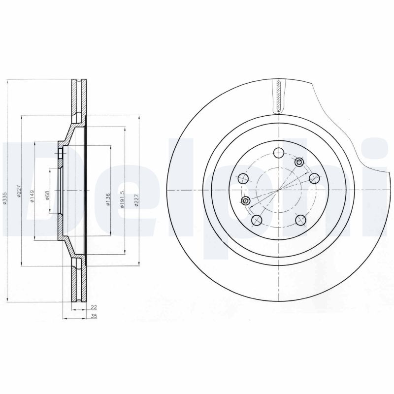 DELPHI Bremseskive bg4292c 335mm 22mm for BENTLEY AUDI VW