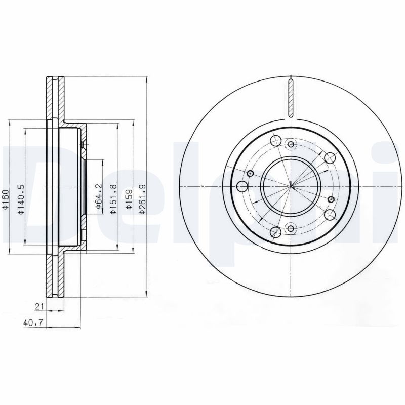 DELPHI Bremseskive bg4294 262mm 21mm for HONDA (DONGFENG) HONDA ACURA