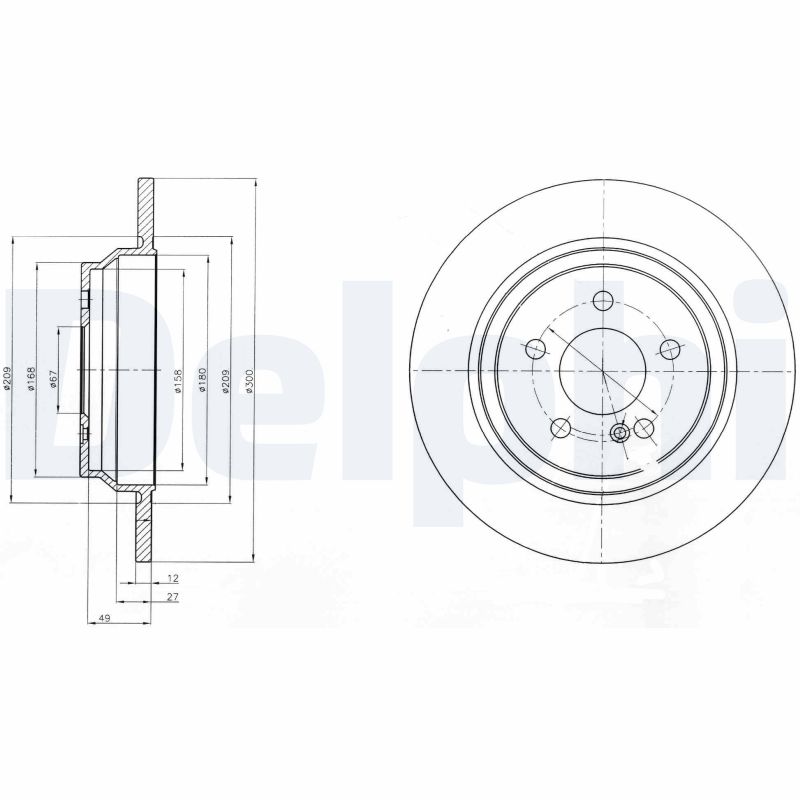 DELPHI Bremseskive bg4298c 300mm 12mm for MERCEDES-BENZ