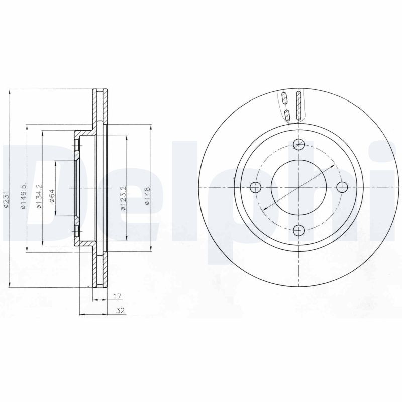 DELPHI Bremseskive bg4299 231mm 17mm for MITSUBISHI