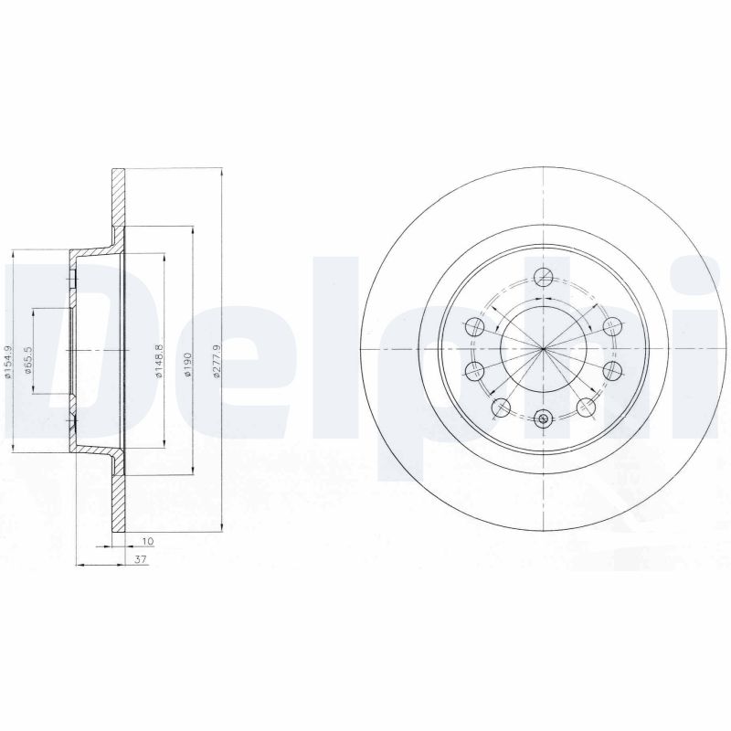 DELPHI Bremseskive bg4300 278mm 10mm for OPEL VAUXHALL