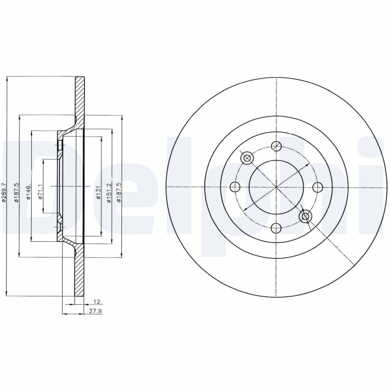 DELPHI Bremseskive bg4322 290mm 12mm for DS PEUGEOT (DF-PSA)