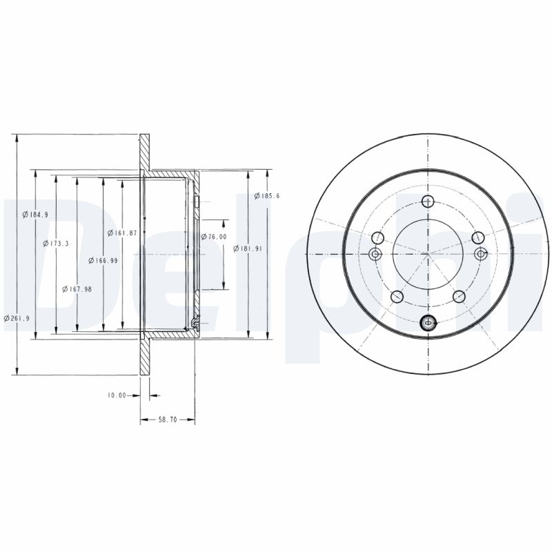 DELPHI Bremseskive bg4327 262mm 10mm for KIA KIA (DYK)