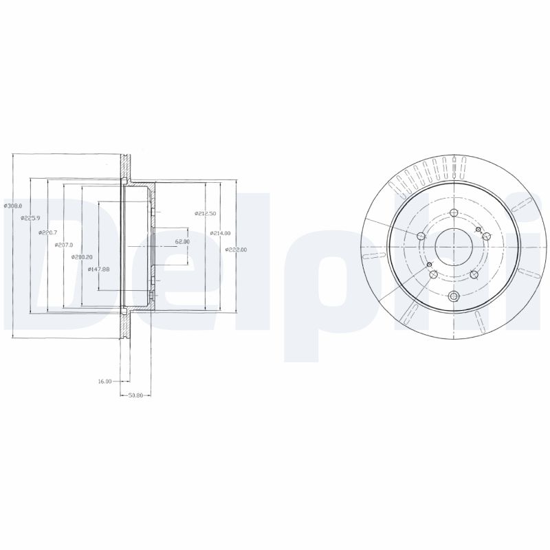 DELPHI Bremseskive bg4329 308mm 16mm for SUZUKI